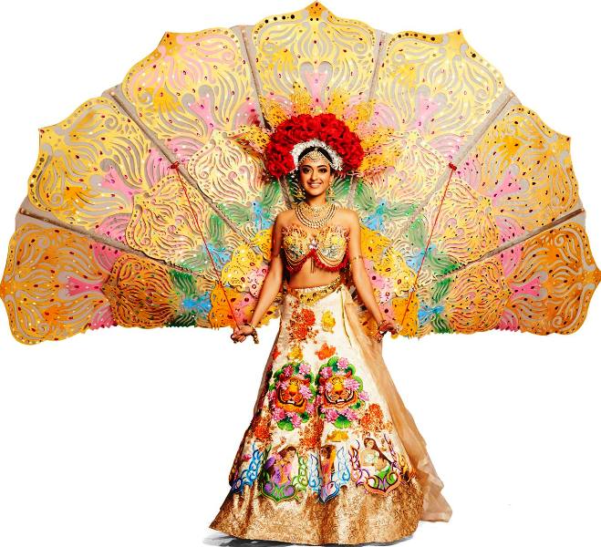 Gayatri wearing The Magic of the Gayatri Mantra designed by Melvyn Dominic Noronha