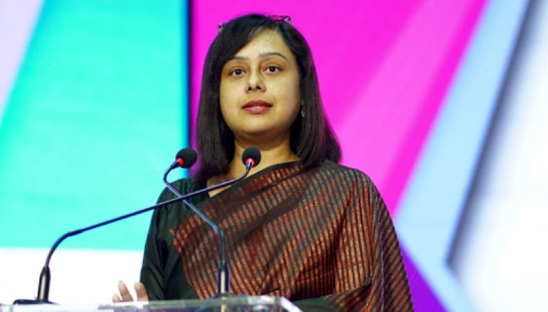 Geetika Srivastava addressing the audience during a seminar