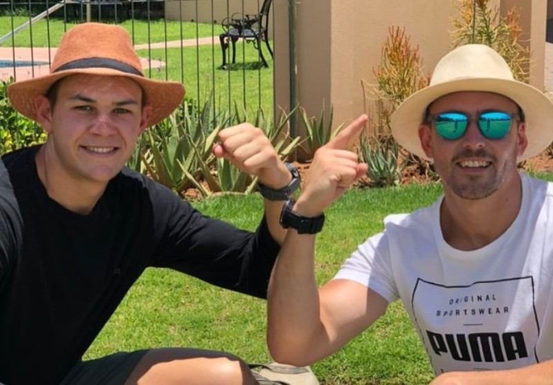 Gerald Coetzee with his personal trainer, Herman Liebenberg (right)