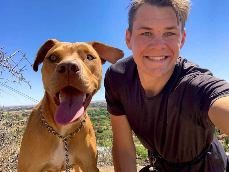 Gerald Coetzee with his pet dog