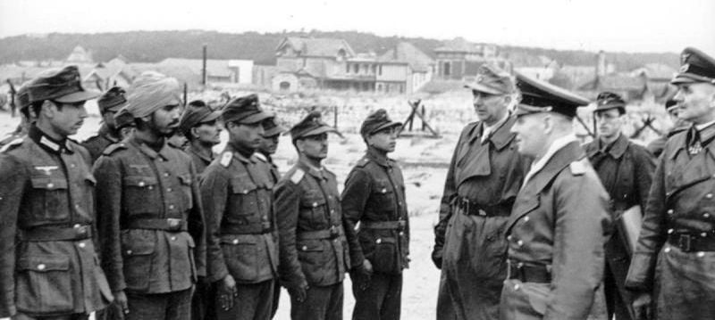 German officers inspecting the soldiers of the Free India Legion