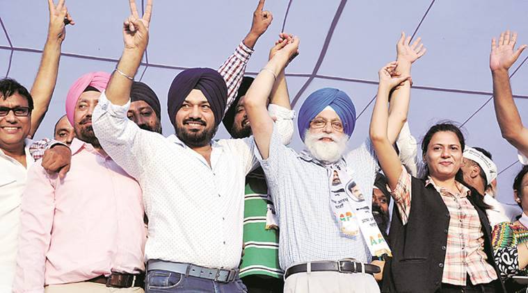 Ghuggi during a political rally in Amritsar after becoming the Convenor of Aam Aadmi Party
