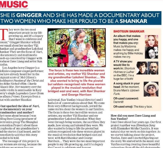 Gingger Shankar in an article of a newspaper