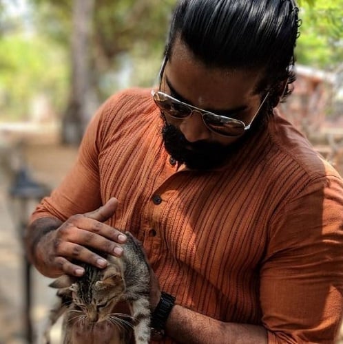 Giridharan with a cat