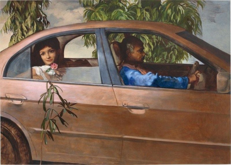 Girl with Driver (2013) by Salman Toor