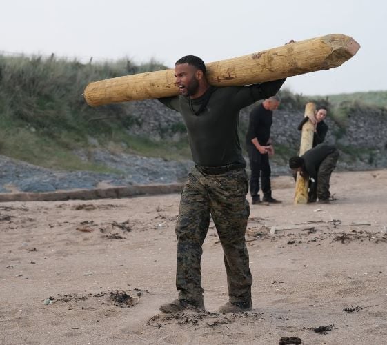 Golden Tate on the sets of the television series Special Forces World