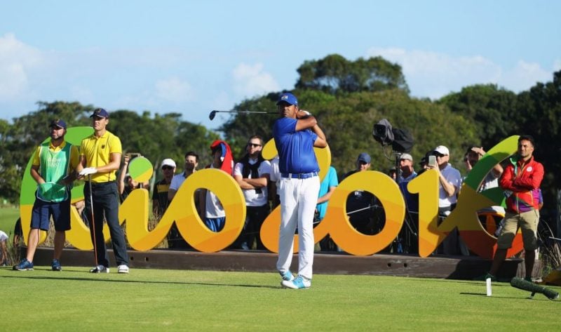 Golfer Anirban Lahiri at the Olympic Golf Course in Rio de Janeiro
