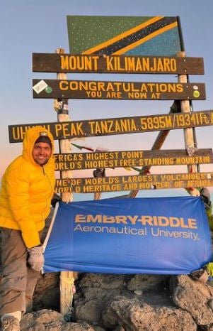 Gopi Thotakura on the top of Mount Kilimanjaro