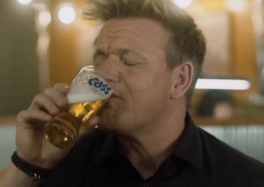 Gordon Ramsay drinking beer