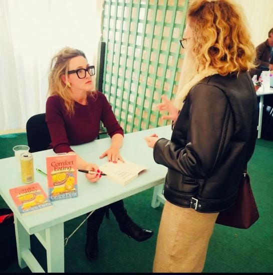 Grace Dent at the book signing event of the book Comfort Eating