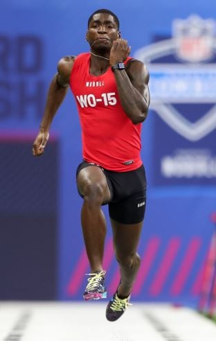 Grant DuBose at the NFL Combine before the draft