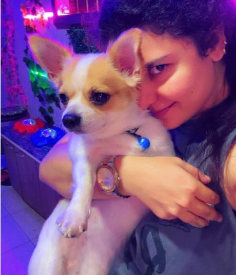 Gulnaaz Khan with her pet dog