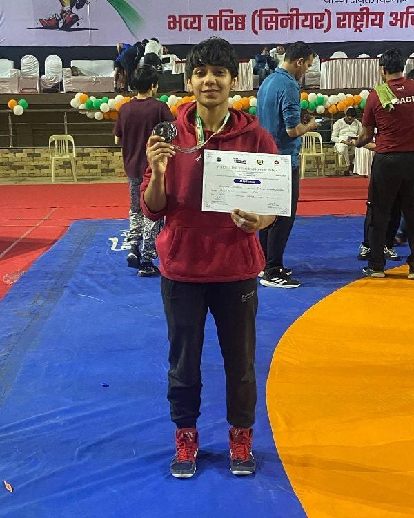 Gunjan Sharma after winning a medal at the 2024 Senior National Wrestling Championships