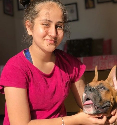 Gurket Kaur and her pet dog