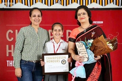Gurket Kaur being honoured during an event at her school