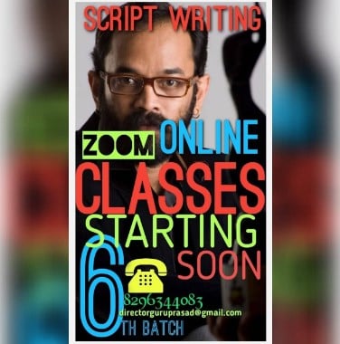Guruprasad on the advertisement of his online script writing classes