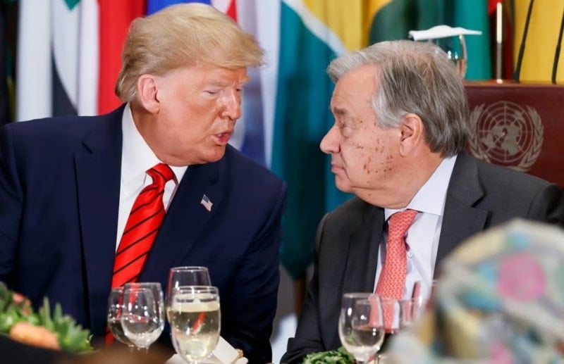 Guterres with President Donald Trump during a UN meeting in New York