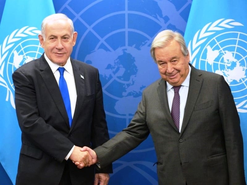 Guterres with Israeli Prime Minister Benjamin Netanyahu