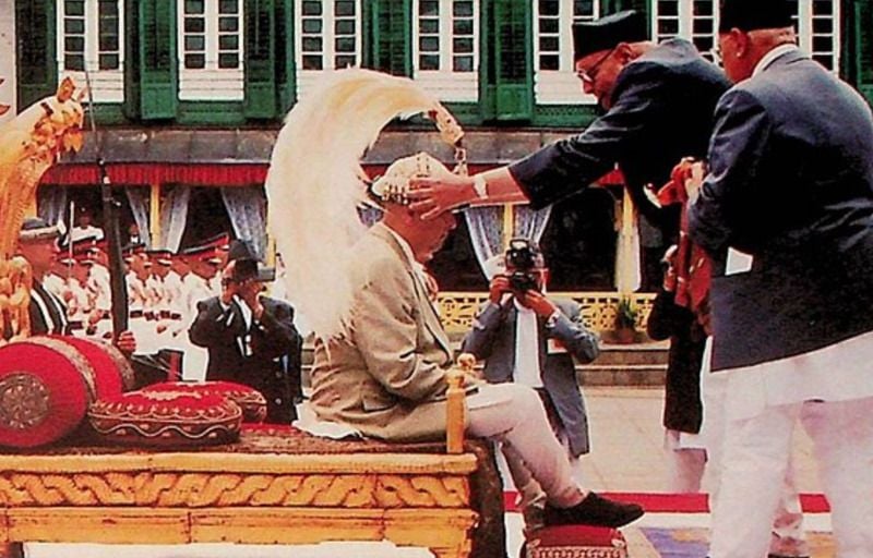 Gyanendra Shah during his second coronation ceremony