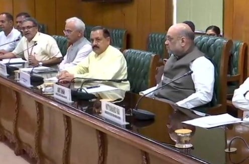 Gyanesh Kumar (speaking) in a cabinet meeting with Indian Home Minister, Amit Shah