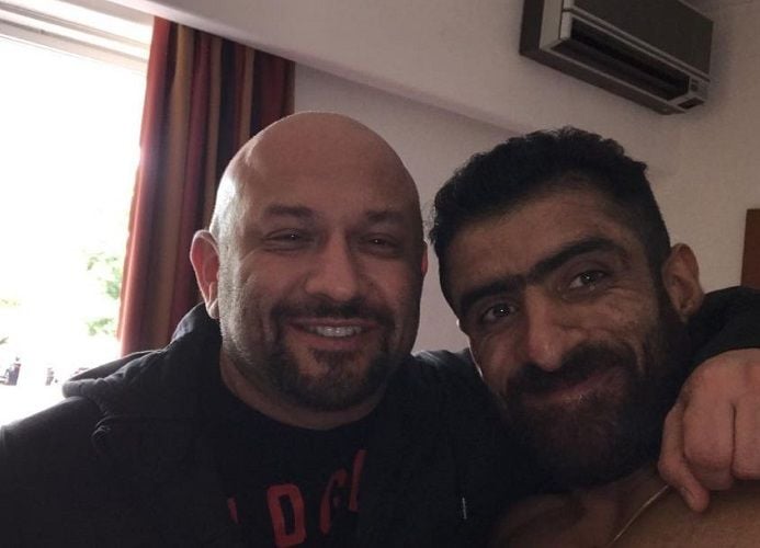 Hadi Choopan with his coach Hany Rambod