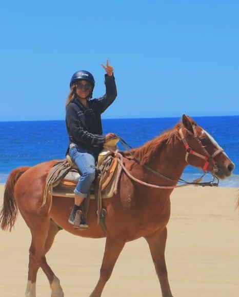 Halle Berry while riding a horse