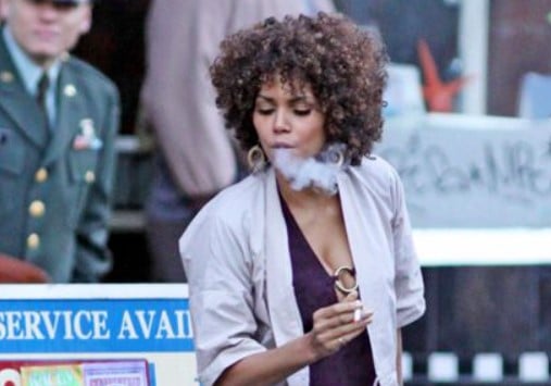 Halle Berry while smoking a cigarette