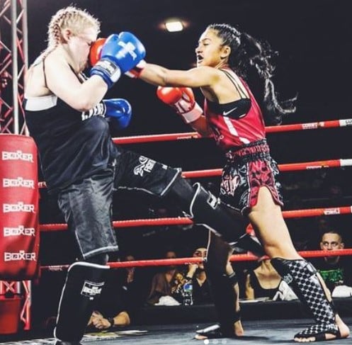 Hana-Rawhiti Maipi-Clarke while boxing