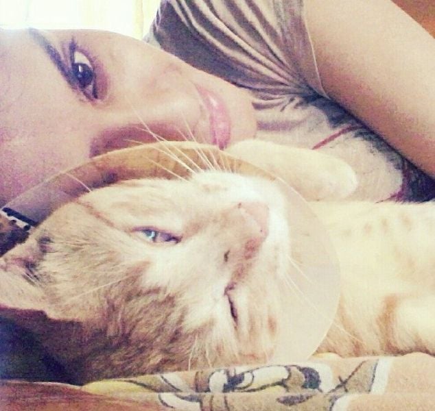 Hannah Reji Koshy with her cat