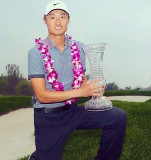 Haotong Li after winning a PGA Tour China tournament in 2014