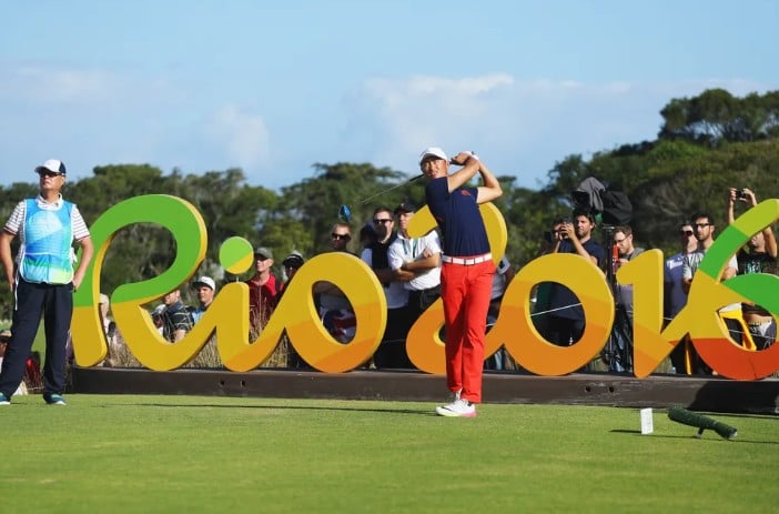 Haotong Li while hitting a shot during the 2016 Olympic Games in Rio, Brazil