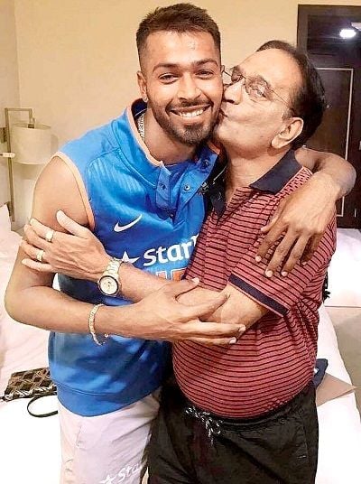 Hardik Pandya with his father Himanshu Pandya
