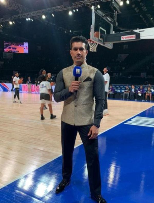 Harman Singha hosting the NBA India Games held in Mumbai in 2019