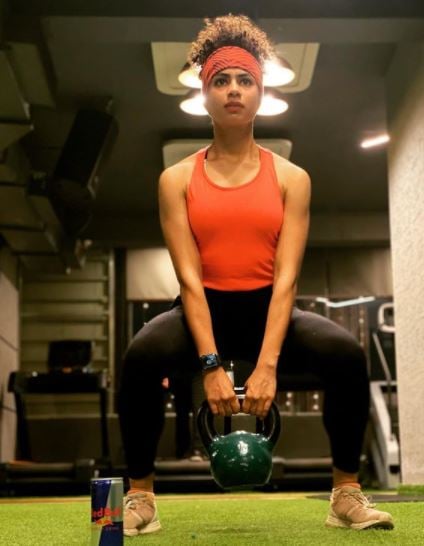 Harmilan Kaur Bains during her workout