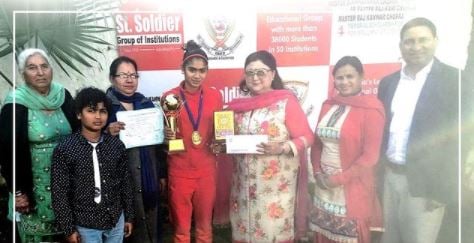 Harmilan Kaur during her schooling after winning the medal at the local competition