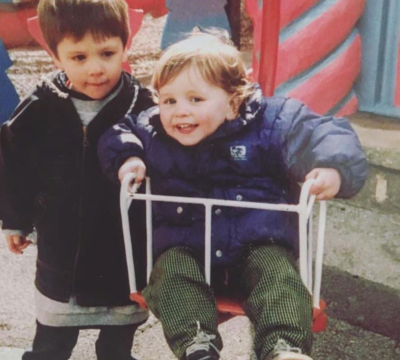 Harris Dickinson (right) with his brother Sonny Dickinson in childhood