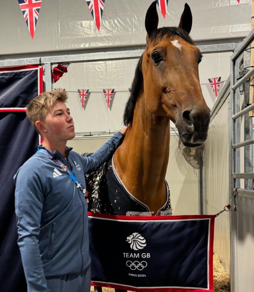 Harry Charles with his horse Romeo 88 at the Paris Olympics 2024