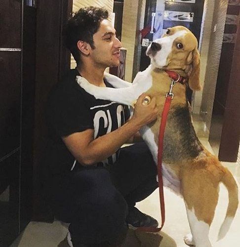 Harsh Beniwal with his pet dog