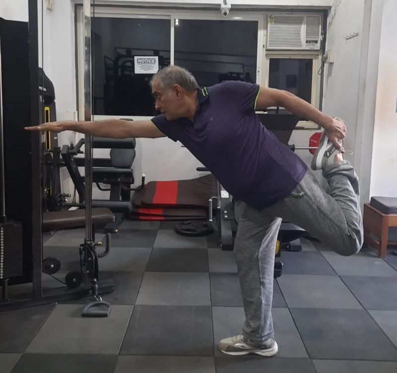 Haresh Khatri while working out in the gym