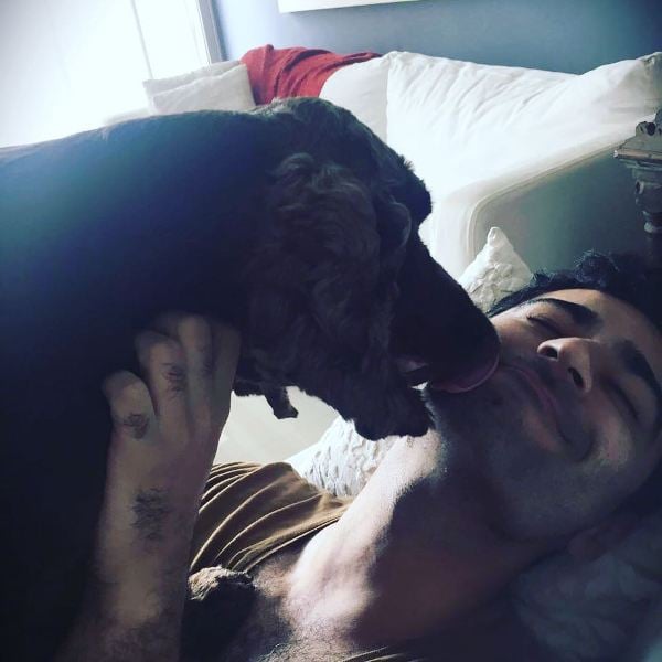 Harshad Arora with his pet dog
