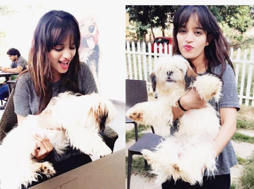 Heena Jain with her pet dog Lilly