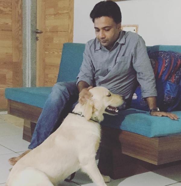 Hemant Kher with his dog Barry