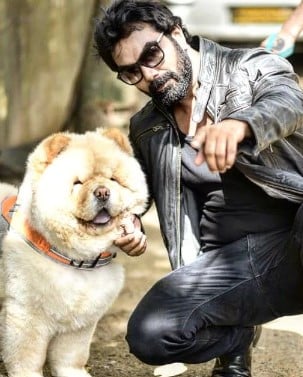 Heramb Tripathi with his pet dog