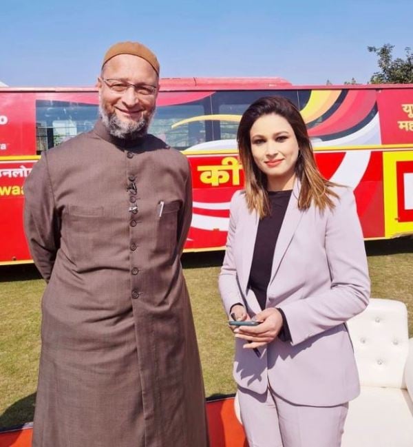 Himani Naithani with Asaduddin Owaisi