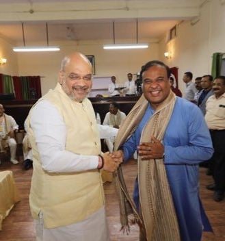 Himanta Biswa Sarma with Amit Shah
