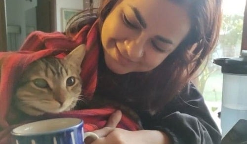 Hira Khan and her pet cat