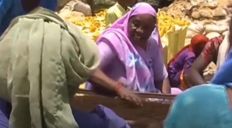 Hirabai Ibrahim Lobi working with fellow women in compost field