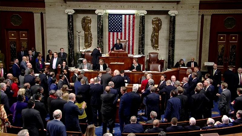 House of Representatives voting for the impeachment of Donald Trump