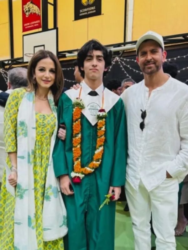 Hrithik Roshan and Sussanne Khan attended their elder son Hrehaan Roshan