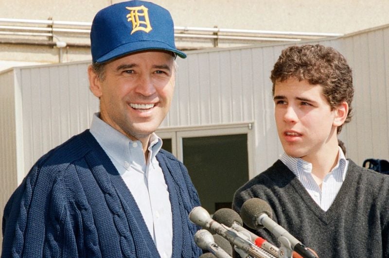 Hunter Biden with Joe Biden while Joe was giving a speech during a political event organised by the Democratic Party